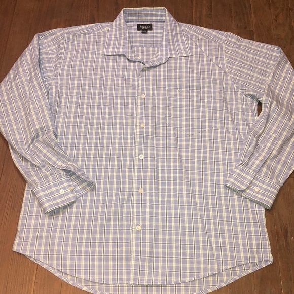 Haggar blue & green plaid button down shirt Large - Picture 4 of 5